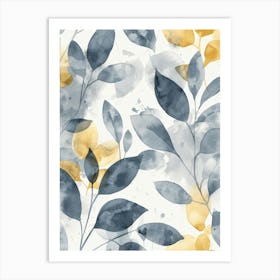 Blue And Yellow Leaves 7 Art Print