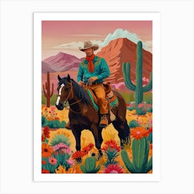 Cowboy In The Desert 7 Art Print