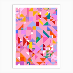 Temple Geometric - Pink Multi Art Print