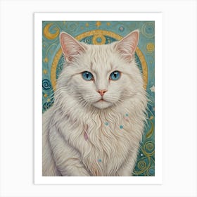 White Cat With Blue Eyes Art Print