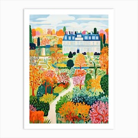 Chateau De Villandry Gardens, France In Autumn Fall Illustration 1 Art Print