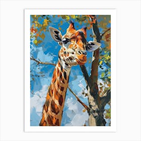 Giraffe In The Tree Branches 2 Art Print