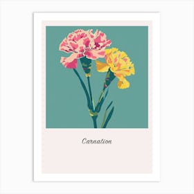 Carnation 2 Square Flower Illustration Poster Art Print