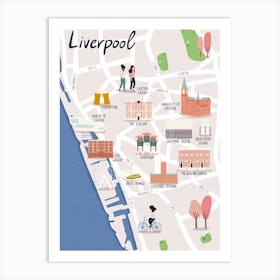 Liverpool City Map Illustration Art Print