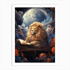 Lion Reading A Book Art Print