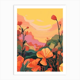 Boho Wildflower Painting Evening Primrose 3 Art Print