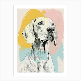 Weimaraner Dog Pastel Line Watercolour Illustration 4 Art Print