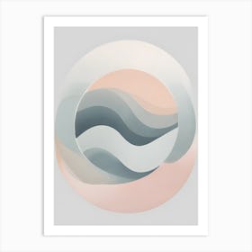 Wave ~ True Minimalist Calming Tranquil Pastel Colors of Pink, Grey And Neutral Tones Abstract Painting for a Peaceful New Home or Room Decor Circles Clean Lines Boho Chic Pale Retro Luxe Famous Peace Serenity Art Print
