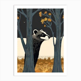 Badger In The Woods Art Print