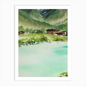 Gran Paradiso National Park Italy Water Colour Poster Art Print