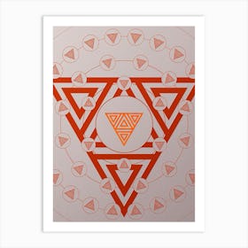 Geometric Abstract Glyph Circle Array in Tomato Red n.0171 Art Print
