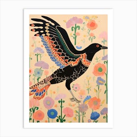 Maximalist Bird Painting Raven 1 Art Print