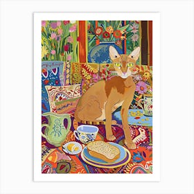 Tea Time With A Oriental Shorthair Cat 4 Art Print