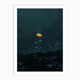 Yellow Flower In The Dark 5 Art Print