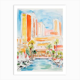 The Wynn Las Vegas   Las Vegas, Nevada   Resort Storybook Illustration 2 Art Print