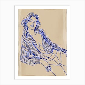 Woman In A Blue Shirt Art Print