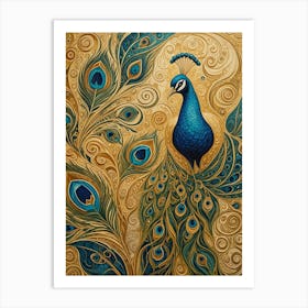 Golden Peacock Art Print