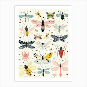 Colourful Insect Illustration Whitefly 13 Art Print