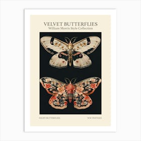 Velvet Butterflies Collection Night Butterflies William Morris Style 5 Art Print