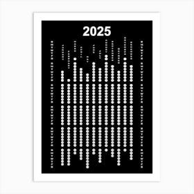 2025 Calendar Minimalist Black Art Print