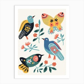 Folk Style Bird Painting Bluebird 2 Art Print