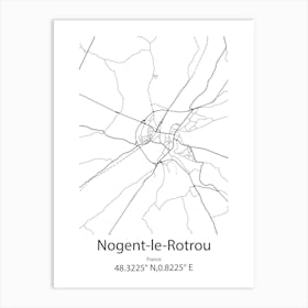 Nogent Le Rotrou,France Minimalist Map Art Print