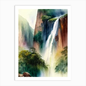 Angel Falls, Venezuela Water Colour  (1) Art Print