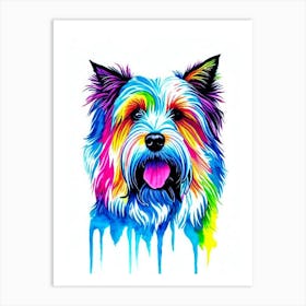 Skye Terrier Rainbow Oil Painting Dog Art Print