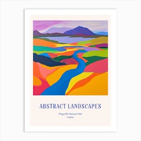 Colourful Abstract Thingvellir National Park Iceland 4 Poster Blue Art Print