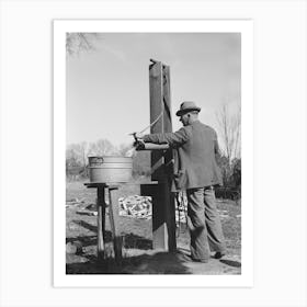 Ed Bagget, Sharecropper, Drawing Water From Well, Near Laurel, Mississippi By Russell Lee Art Print