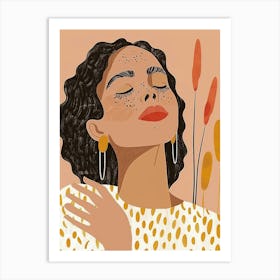 Woman With Eyes Closed Art Print