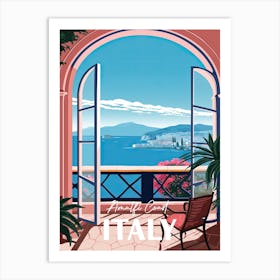 Italy Amalfi Coast Window Travel Poster 4 Art Print