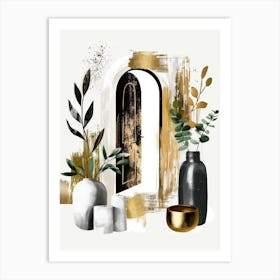 Gold And Black Abstract Painting 85 Art Print