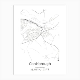 Conisbrough,United Kingdom Minimalist Map Art Print