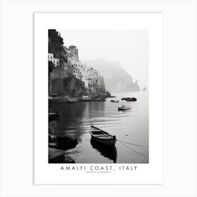 Poster Of Amalfi Coast, Italy, Black And White Analogue Photograph 3 Art Print