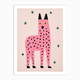 Pink Polka Dot Arctic Fox 2 Art Print