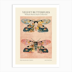 Velvet Butterflies Collection Pink Shades Butterfly William Morris Style 2 Art Print