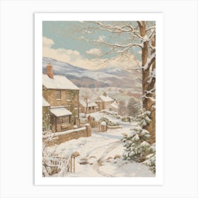 Vintage Winter Illustration Cotswolds United Kingdom 3 Art Print