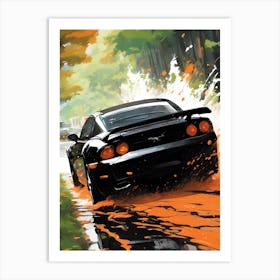 Car Driving Down A Road Art Print