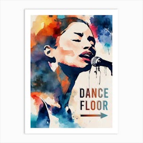 Dance Floor, Singer Watercolor Painting Art Print