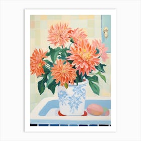 A Vase With Dahlia, Flower Bouquet 3 Art Print