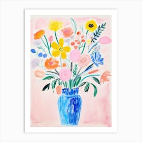 Flower Painting Fauvist Style Flax Flower 1 Art Print