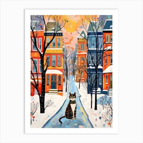 Cat In The Streets Of Chicago   Usa With Snow 2 Art Print