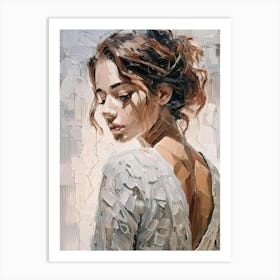 Sensuous Woman, With Back To Camera Looking Over Shoulde Art Print