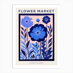 Blue Flower Market Poster Cornflower Market Poster 2 Art Print