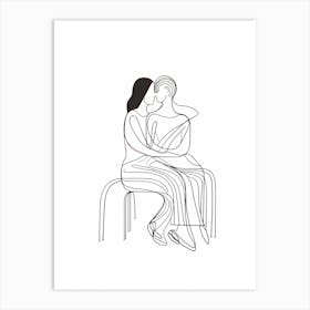 Line Art Couple Art Print