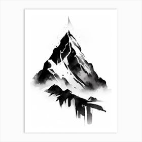 Mountain Peak 1 Symbol Black And White Painting Art Print