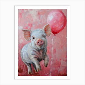 Cute Pig 3 With Balloon Art Print
