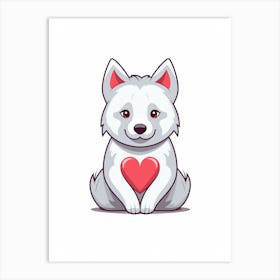 Kawaii Husky Heart Character 2 Art Print