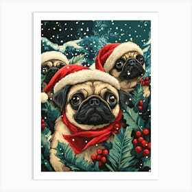 Christmas Pugs 18 Art Print